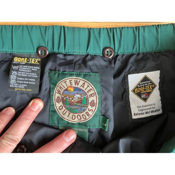 Whitewater Outdoors Gore-Tex Rain Pants Mens Large Teal Green Waterproof Shell - Picture 3 of 9